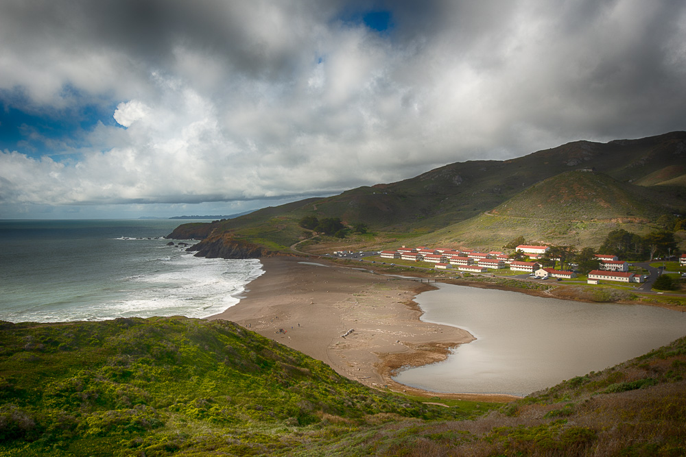 view of rodeo beach and fort cronkhite from Battery ORorke